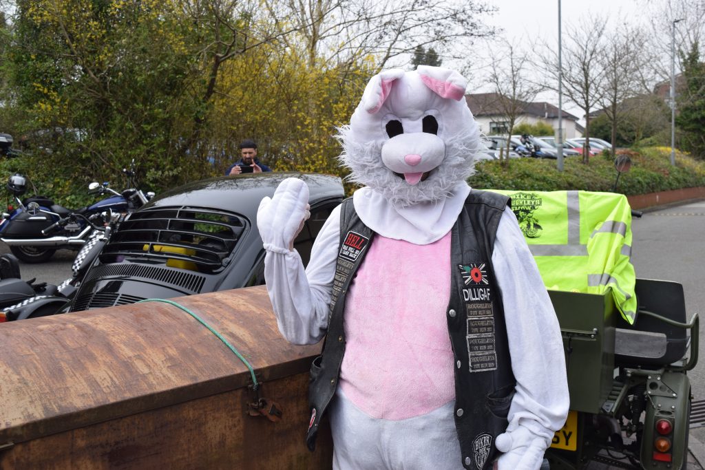 a biker dressed as a rabbit